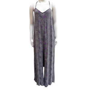 Fighting Eel Sig Zane Womens Floral Sleeveless Jumpsuit Grey Purple Size Medium